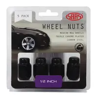 Wheel Nuts Acorn Taper 1/2 Black 35mm 5Pk