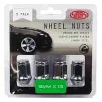 Wheel Nuts Flat Head Bulge 12 x 1.50 Chr 35mm 5Pk