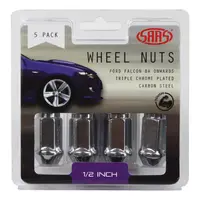 Wheel Nuts Flat Head Bulge 1/2" Chrome 40mm 5Pk