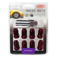 Wheel Nuts S/D 6 Spline 1/2 Inc Key Red 10Pk