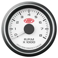 Tachometer 0-8K 52mm Muscle Series I White 12V