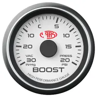 Boost Gauge 30inHg-20psi 52mm Muscle Series I White 12V