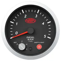 Tachometer Diesel 0-5K Shiftlight 80mm (3 1/8") Street Series Black 12V