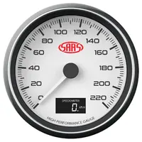 Speedo 0-220 KPH 80mm (3 1/8") In Dash Muscle Series I White 12V