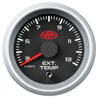 Exhaust Temp Gauge 300°-1300° 52mm Muscle Series II Black 12V