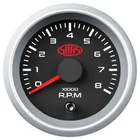 Tachometer 0-8K 52mm Muscle Series II Black 12V