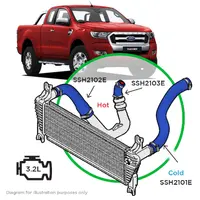 Ford Ranger/Mazda BT50 3.2L 3 Piece Silicone Blue Hose and Clamp Intercooler Upgrade Kit 2011 - 2022