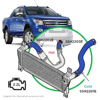 Ford Ranger/Mazda BT50 2.2L 110kW 3 Piece Silicone Blue Hose and Clamp Intercooler Kit 2011 - 2022