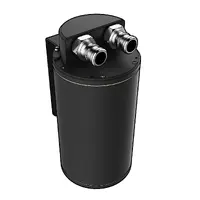 Oil Catch Tank Baffled Round Black Billet 500ml