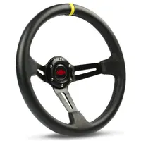 Steering Wheel Leather 14" ADR Deep Dish Black Slotted + Indicator