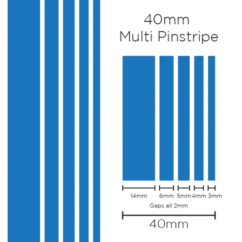 Pinstripe Multi Medium Blue 40mm x 10m