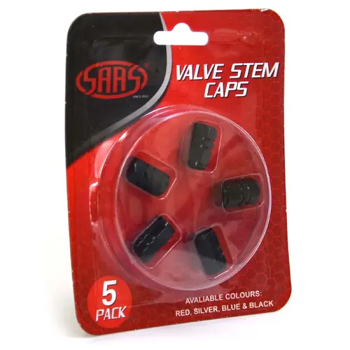 Valve Cap Black 2 Groove 5 Pack