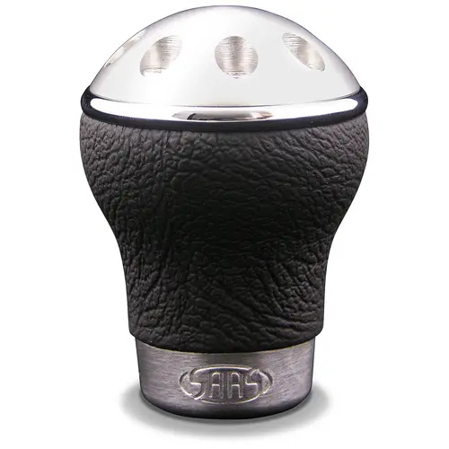 NLA Leather Gear Knob Black- Alloy Top Insert