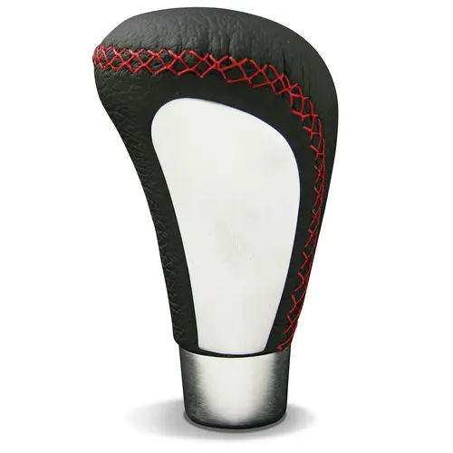 NLA Leather Gear Knob Black-Red Stitch