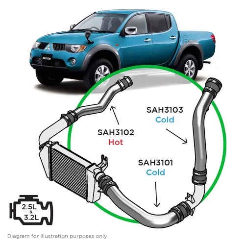 Mitsubishi Triton 2.5-3.2 ML-MN Intercooler Polished Alloy Pipe Kit