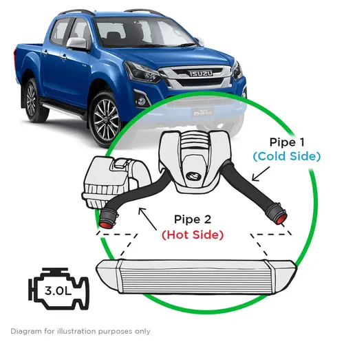 ISUZU DMAX/MUX 3.0L 2017 - 2020 Intercooler Black Alloy Pipe Kit 