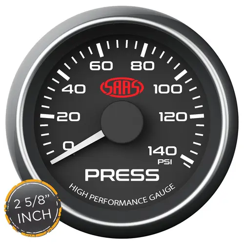 Oil Press Gauge 0-140psi 2 5/8 inch Muscle Series I Black 12V