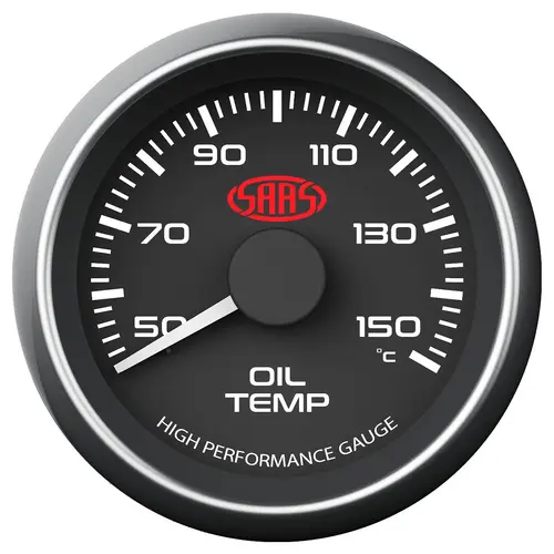 Oil Temp Gauge 50°-150° 52mm Muscle Series I Black 12V