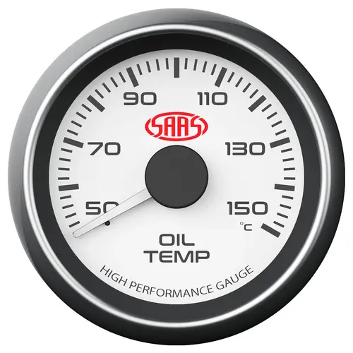 Oil Temp Gauge 50°-150° 52mm Muscle Series I White 12V