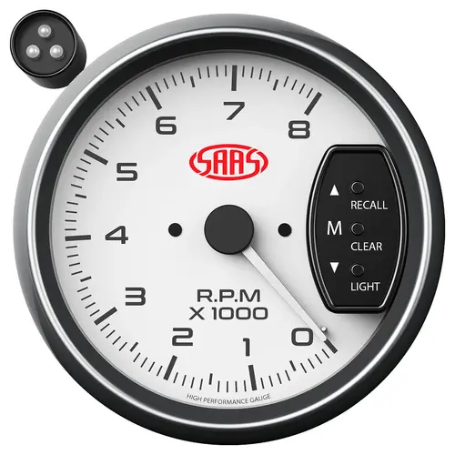 Tachometer 0-8K Shiftlite 3-3/4 Muscle Series I White 12V