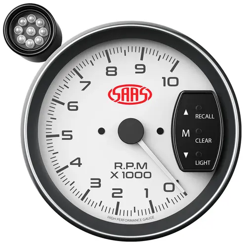 Tachometer 0-10K Shiftlite 5" Muscle Series I White 12V