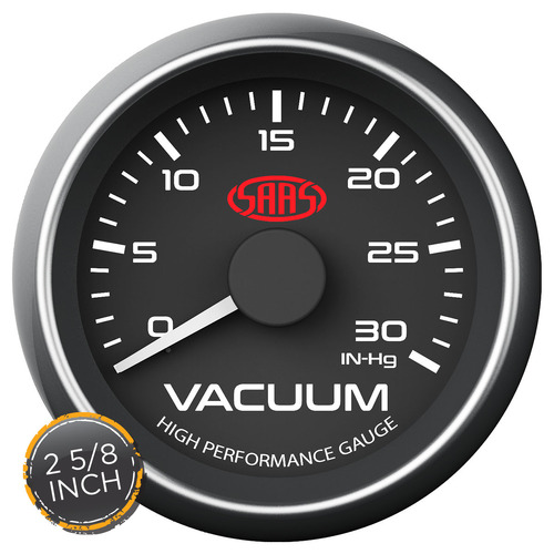 Vacuum Gauge 0-30inHg 2 5/8 inch Black