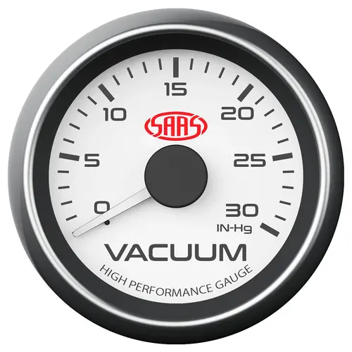 Vacuum Gauge 0-30inHg 52mm Muscle Series I White 12V