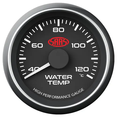 Water Temp Gauge 40°-120° 52mm Muscle Series I Black 12V