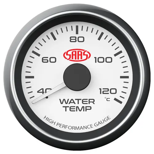 Water Temp Gauge 40°-120° 52mm Muscle Series I White 12V