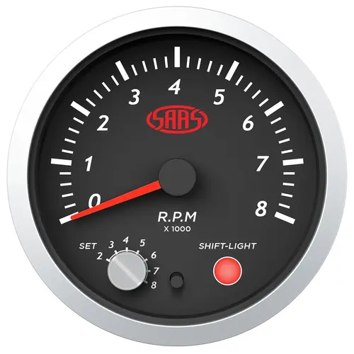 Tachometer Petrol 0-8K Shiftlight 80mm (3 1/8") Street Series Black 12V