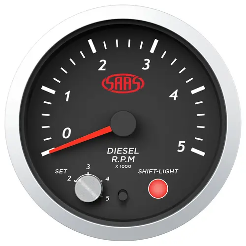 Tachometer Diesel 0-5K Shiftlight 80mm (3 1/8") Street Series Black 12V