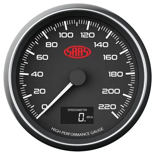 Speedo 0-220 KPH 80mm (3 1/8") In Dash Muscle Series I Black 12V