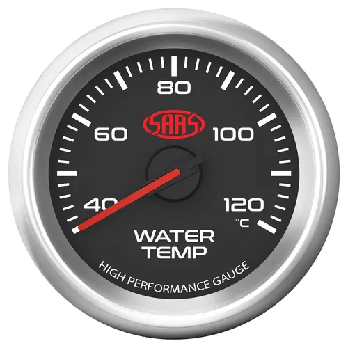 Water Temp Gauge 40°-120° 52mm Muscle Series 3 Black 12V