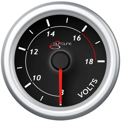 Volt Gauge 8v-18v 52mm Autoline Series Black 12V