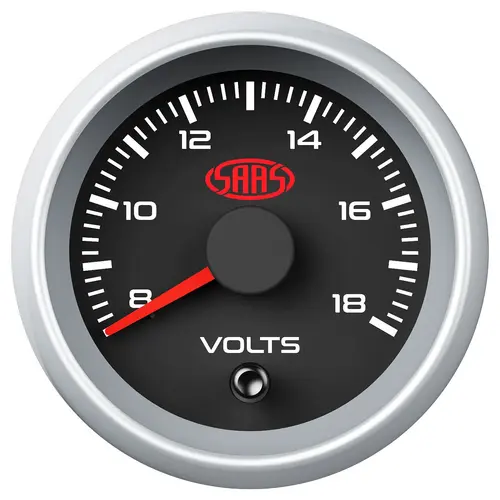 Volt Gauge 8v-18v 52mm Muscle Series II Black 12V