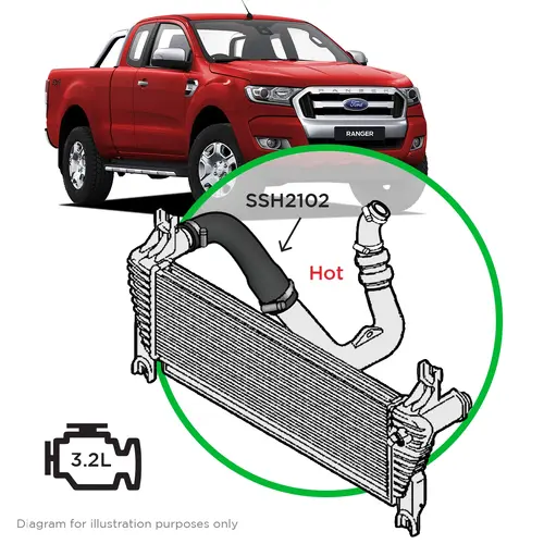 Ford Ranger/Mazda BT50 3.2L Silicone Intercooler Top Pipe Hot Side 2011 - 2022