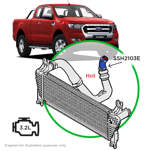 Ford Ranger/Mazda BT50 3.2L Silicone Blue Intercooler Rear Pipe Hot Side 2011 - 2022