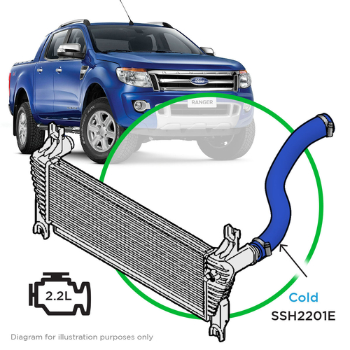 Ford Ranger/Mazda BT50 2.2L Silicone Blue Intercooler Cold Side Pipe 2011-On