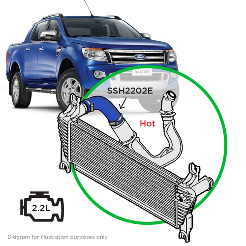 Ford Ranger 2.2L 118kW Silicone Blue Intercooler Top Pipe Hot Side 2015 - 2022