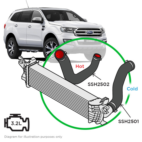 Ford Everest UA-UA2 3.2L Silicone Intercooler Pipe and Clamp Kit 2015-2020