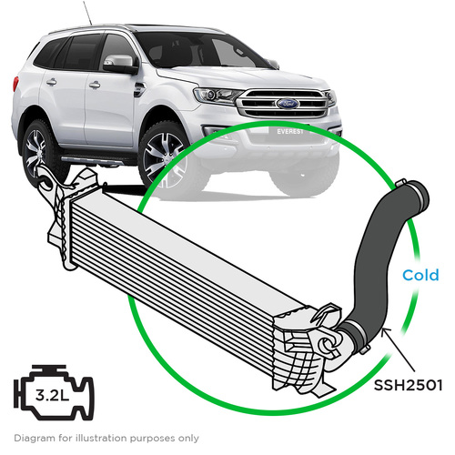 Ford Everest UA-UA2 3.2L Silicone Intercooler Pipe Cold Side 2015-2020