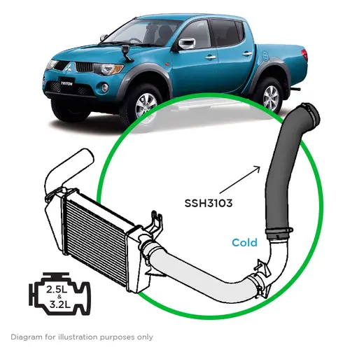 Mitsubishi Triton 2.5L 3.2L ML-MN Silicone Intercooler to Throttle Pipe