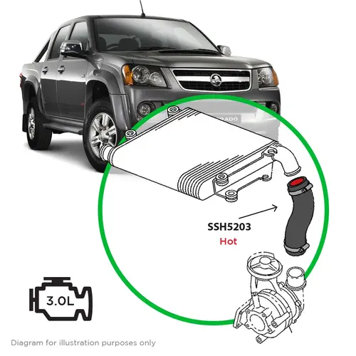 Holden Rodeo RC Colorado 2010 - 2012 4JJ1 Intercooler Hot Side Silicone