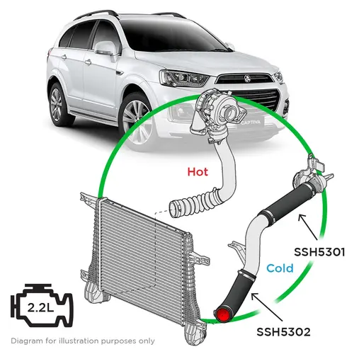 Holden Captiva CG Silicone Intercooler 2 Pipe Cold Side & Clamp Kit 