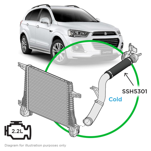 Holden Captiva CG 2.2L 2011 - 2021 Silicone Intercooler Pipe Cold T/Body