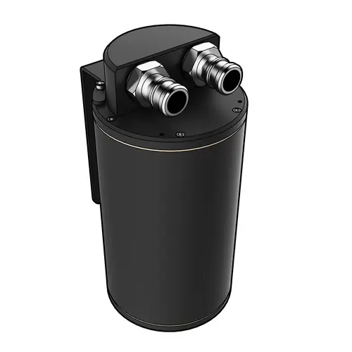 Oil Catch Tank Baffled Round Black Billet 500ml