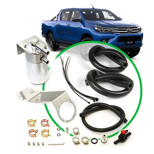 Oil Catch Tank Full Kit Hilux GUN 2.4L - 2.8L 2015 On Polished Tank