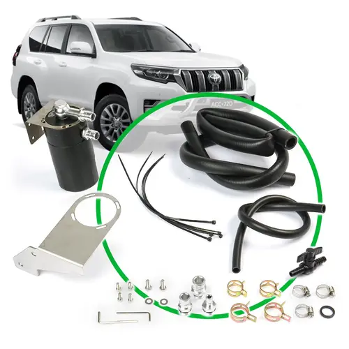 Oil Catch Tank Full Kit Prado 150 SerIes 2.8L 2015 On Black Can