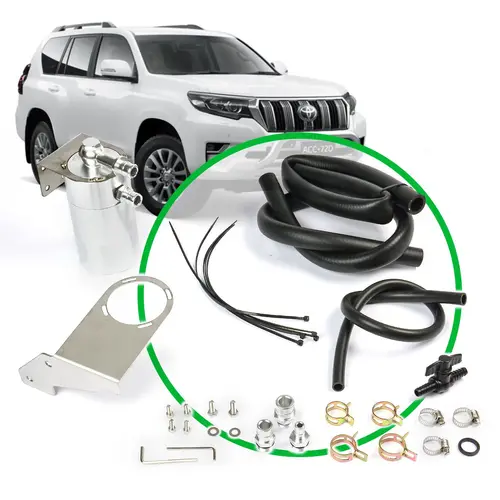 Oil Catch Tank Full Kit Prado 150 Series 2.8L 2015 On Polished Can