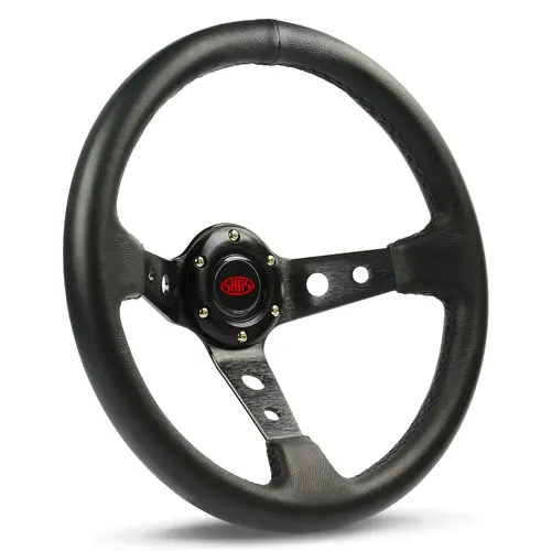 Steering Wheel Leather 14" ADR GT Deep Dish Black With Holes